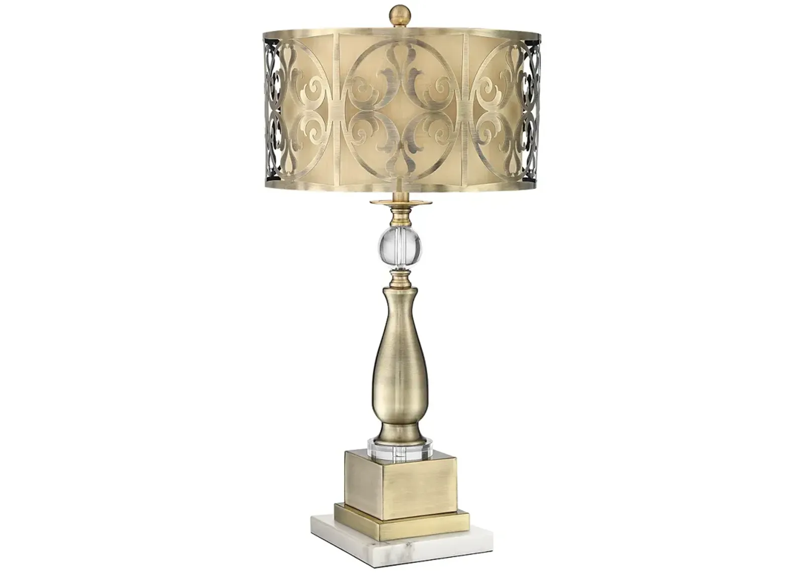 Possini Euro Doris 30 1/2" Metal Lamp with Square White Marble Riser