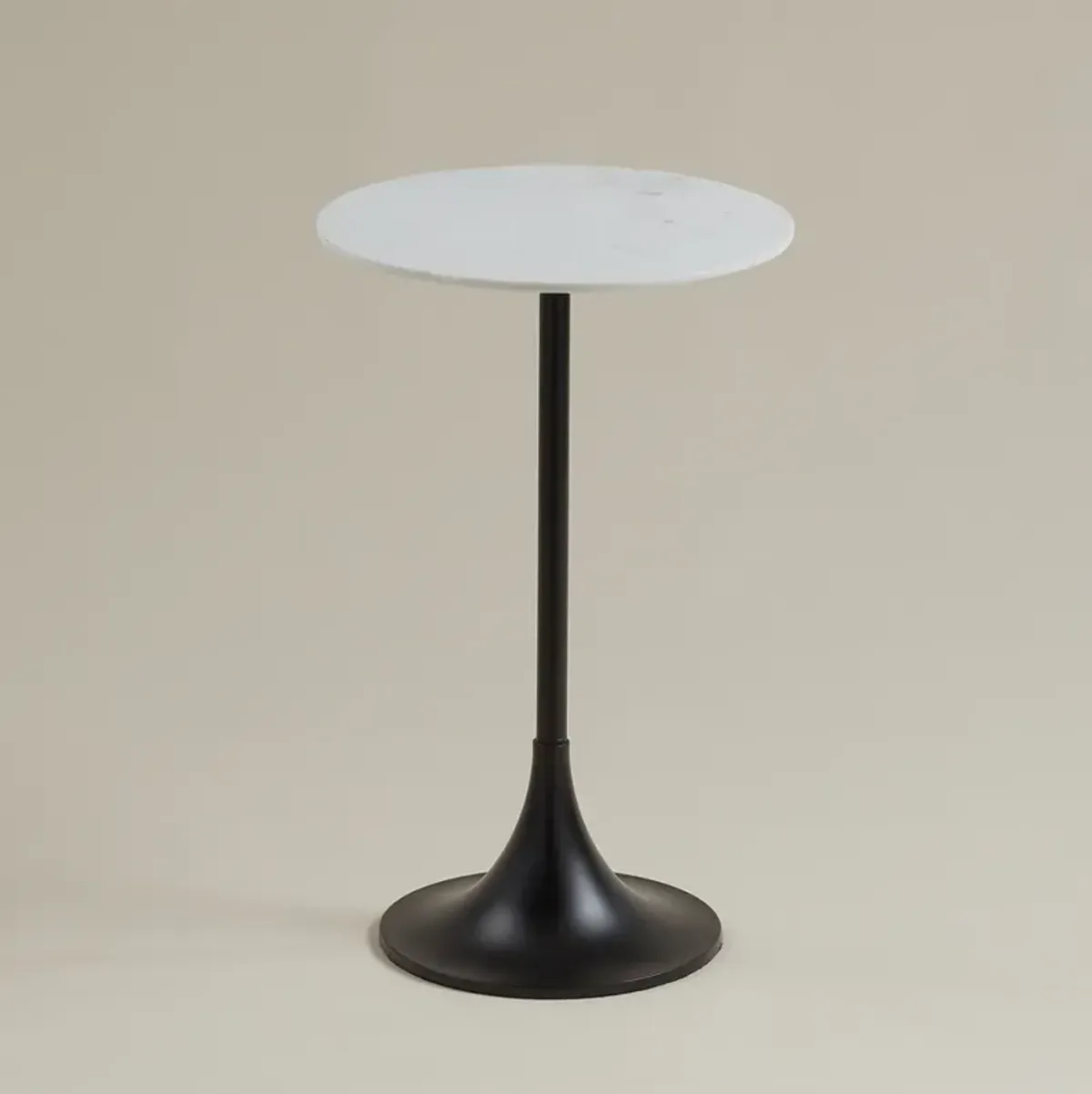 Studio 55 Mesita 24" End Table White Marble Top with Black Finish Base