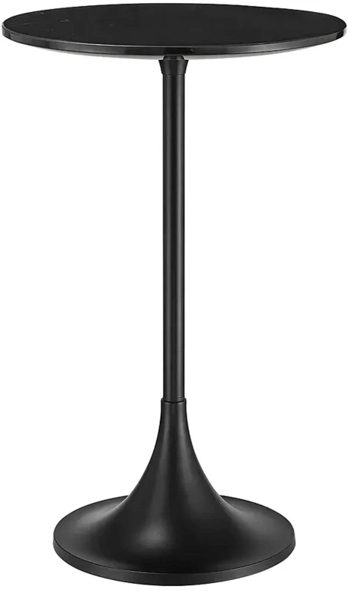 Studio 55 Mesita 24" End Table Black Marble Top with Black Finish Base