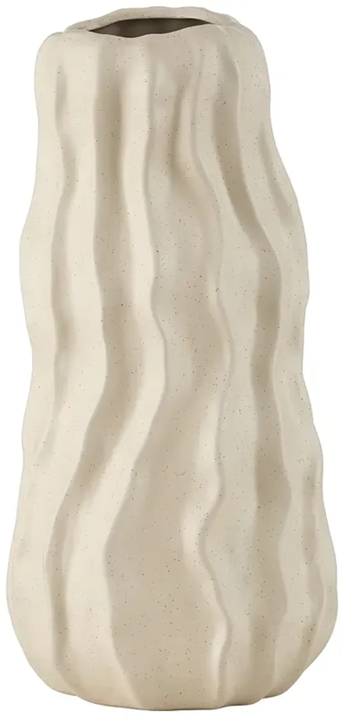 Caldera 13" High White Rippled Ceramic Vase
