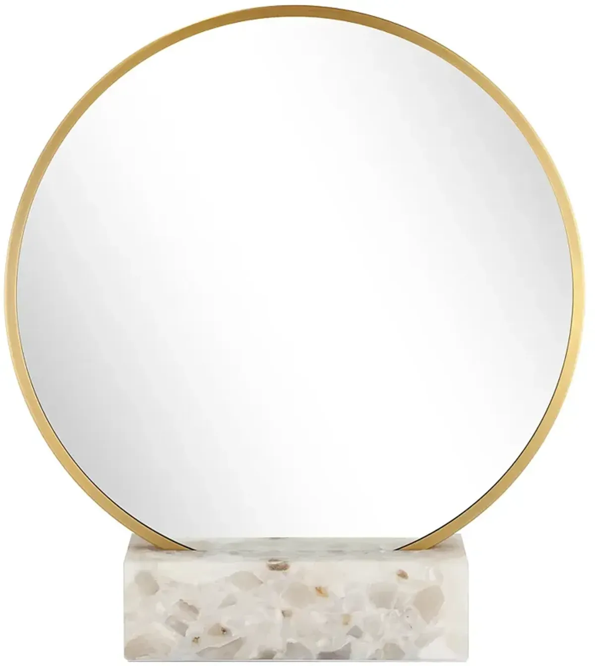 Possini Euro Aurora 19 3/4"H Gold Tabletop Mirror with Marble Pedestal