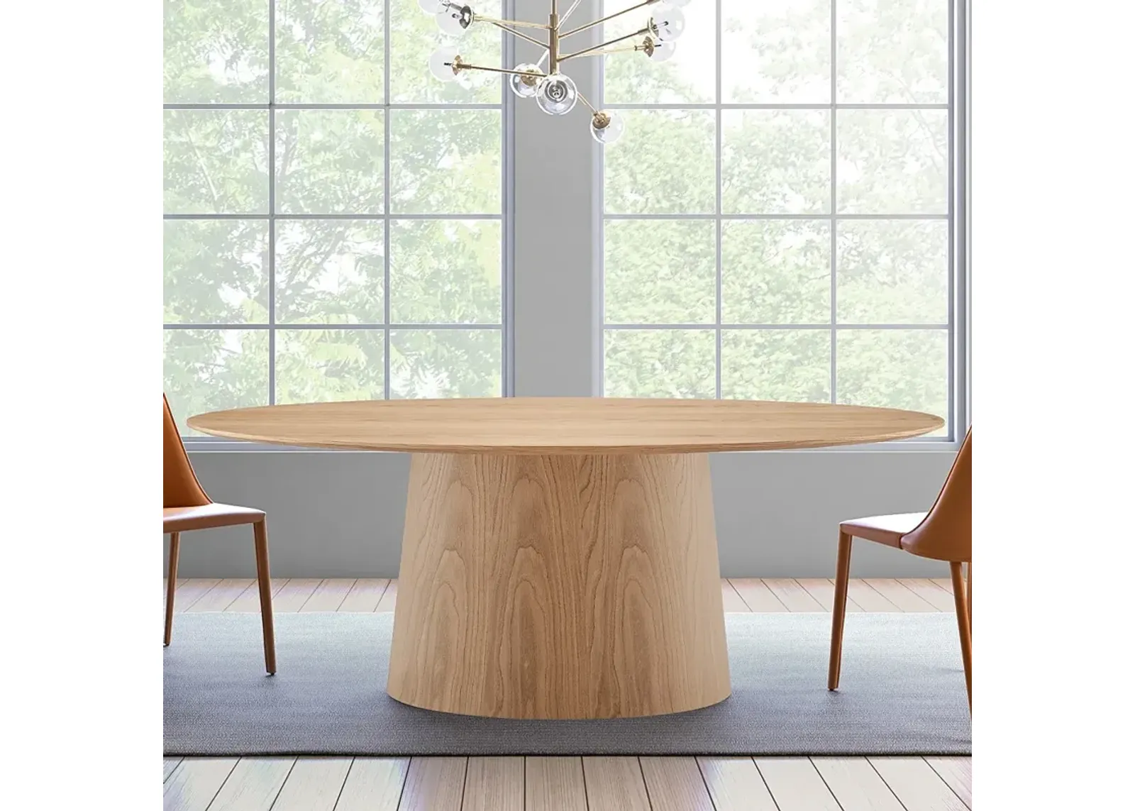 Deodat 78 1/2" Wide Oak Veneer Wood Oval Dining Table