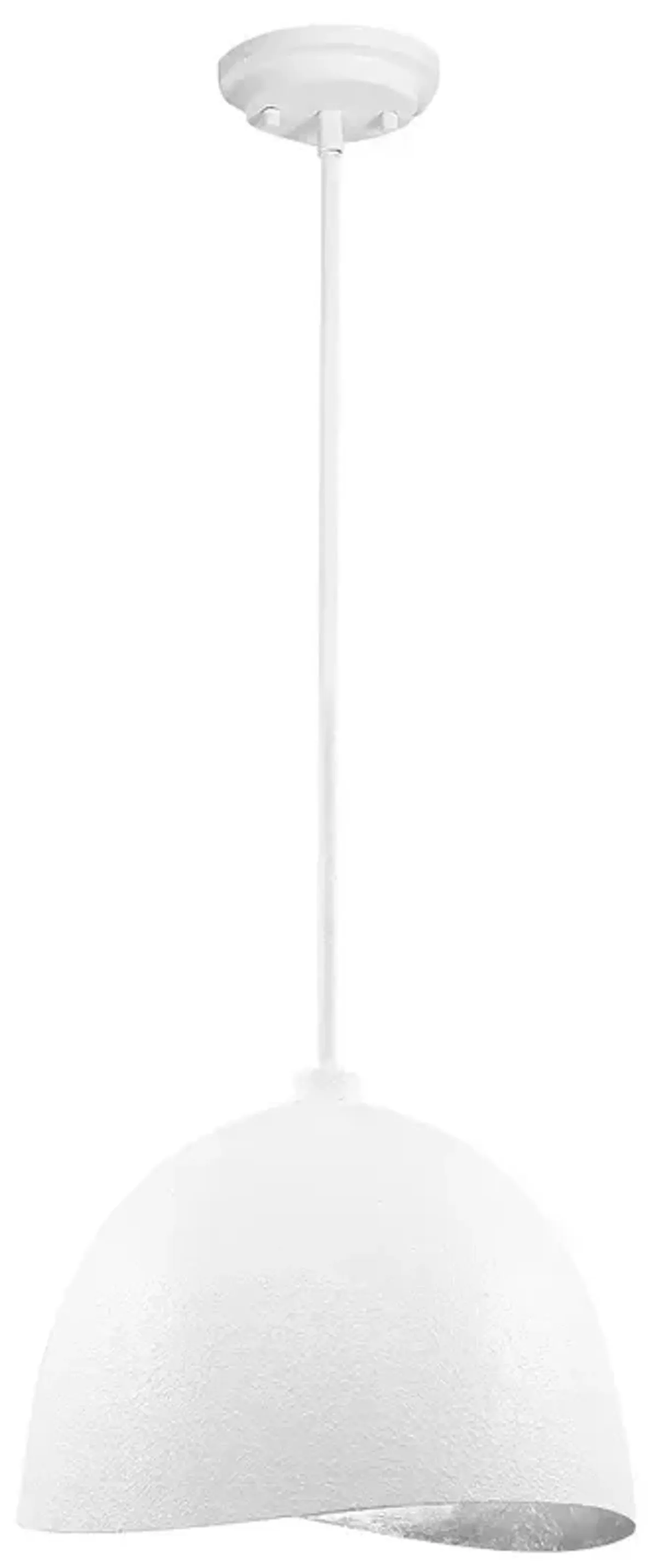 George Kovacs Eclos 1-Light 15.75-in Texture White with Silver Leaf Pendant