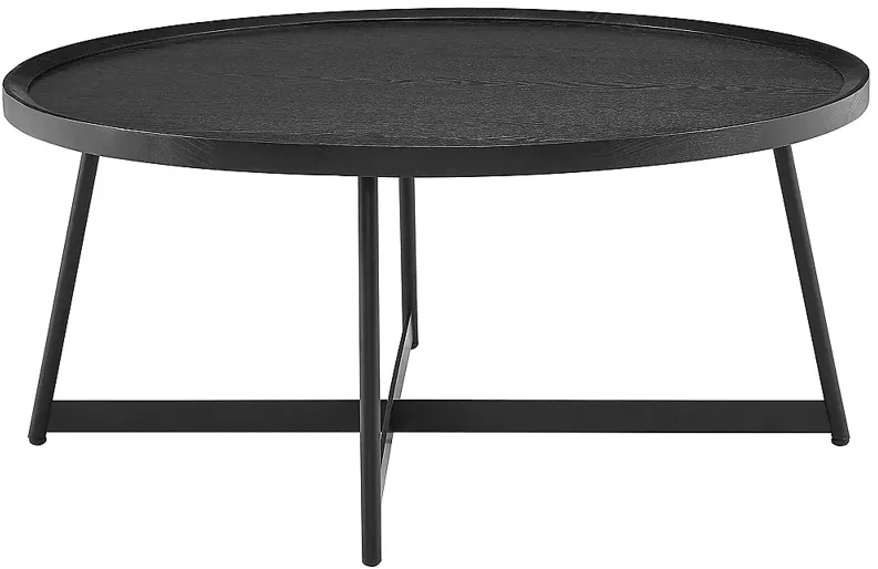 Niklaus 35 1/2"W Black Stained Ash Wood Round Coffee Table