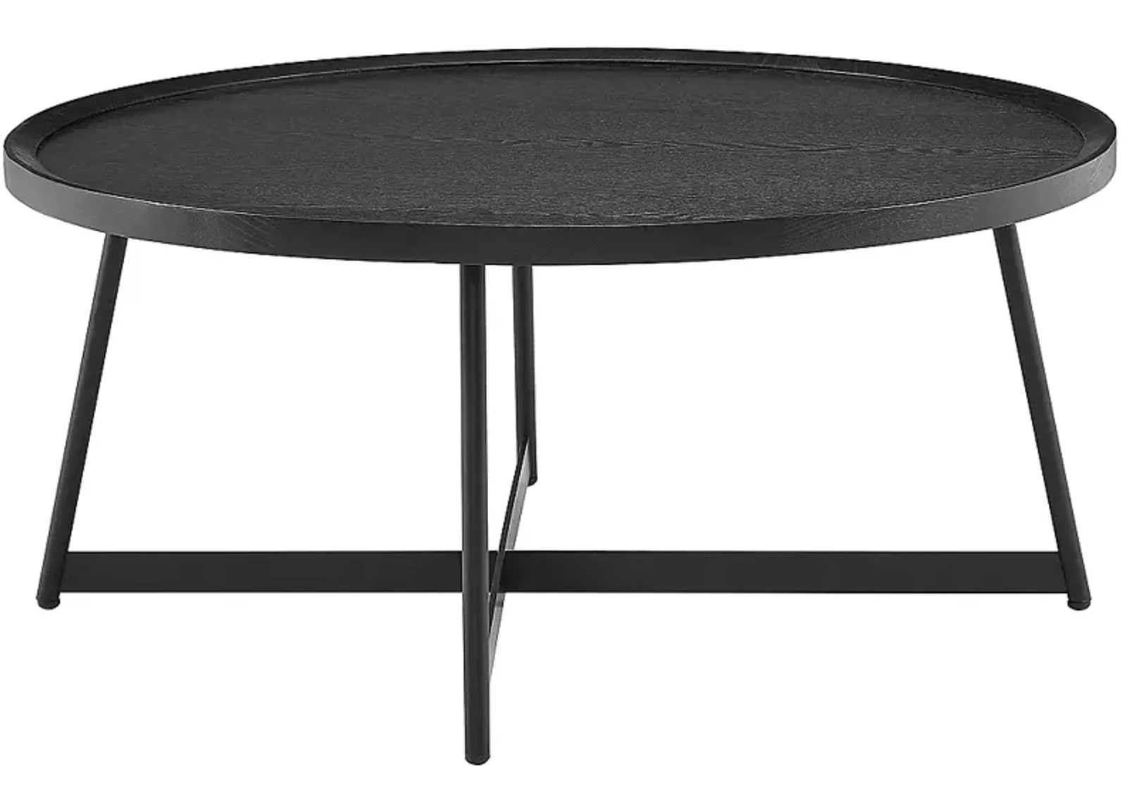 Niklaus 35 1/2"W Black Stained Ash Wood Round Coffee Table