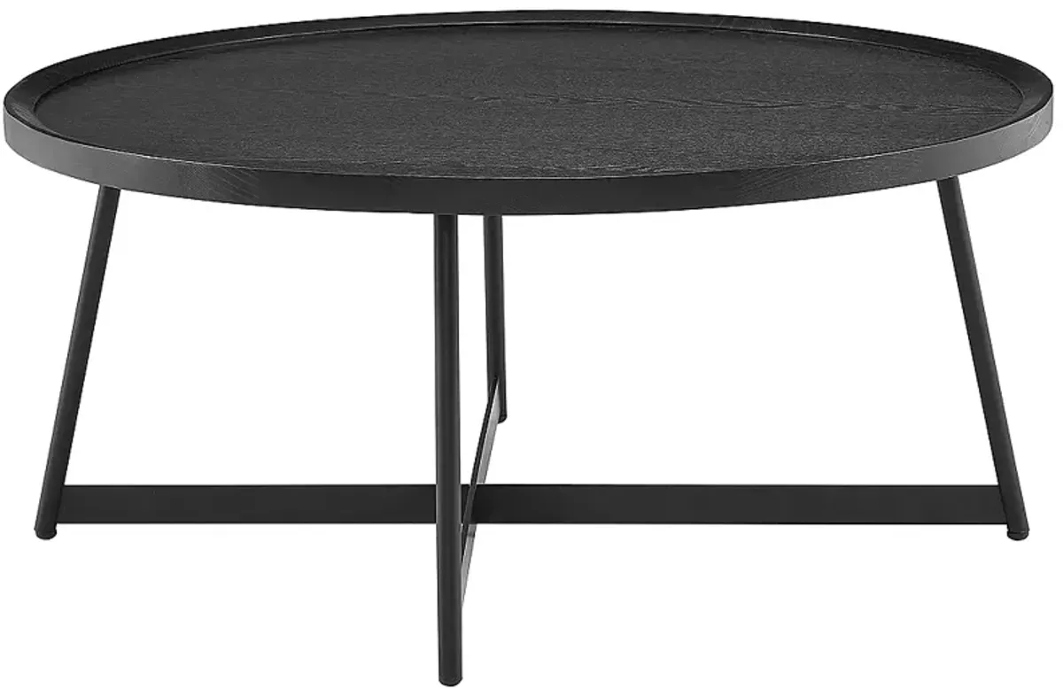 Niklaus 35 1/2"W Black Stained Ash Wood Round Coffee Table