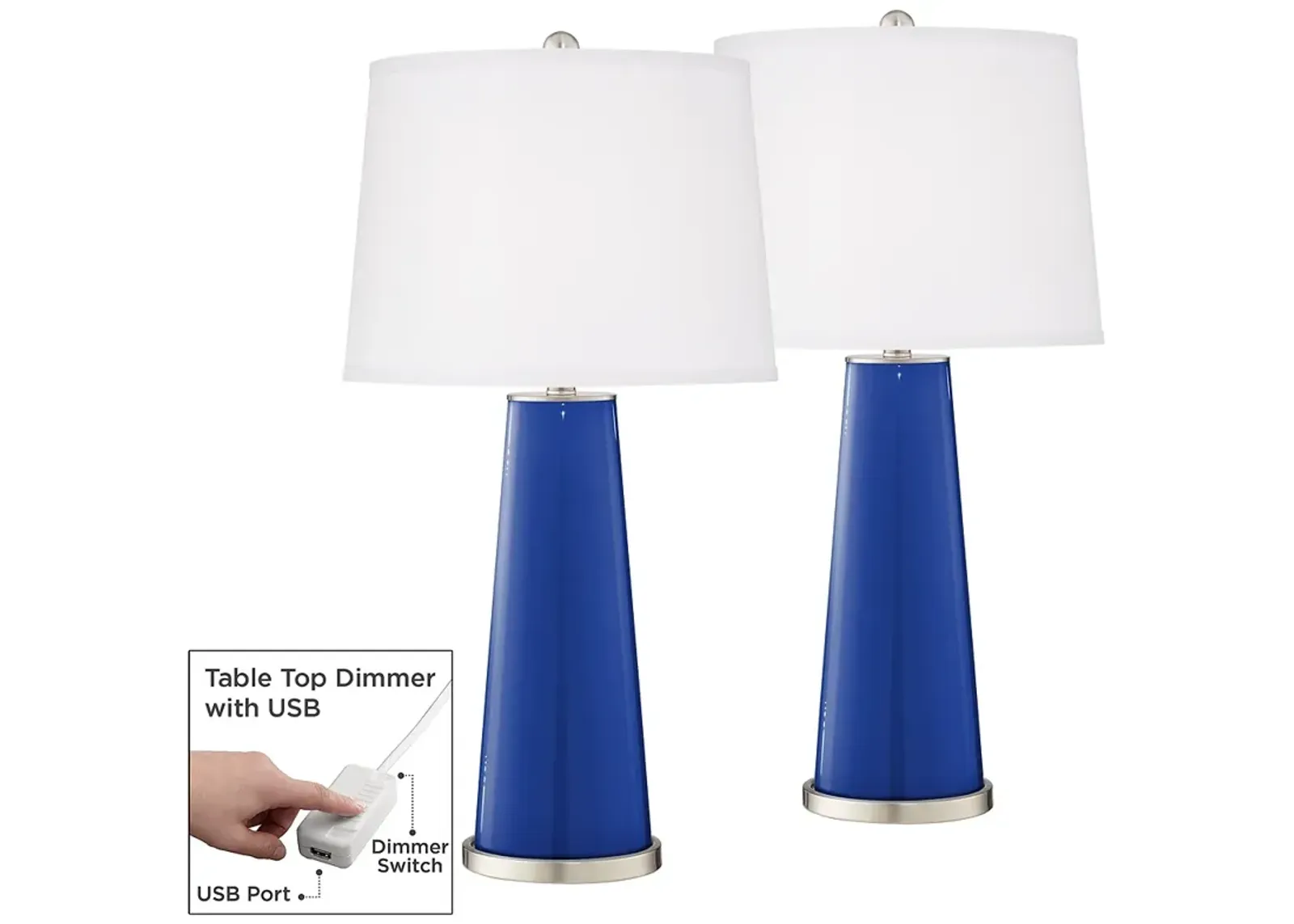 Dazzling Blue Leo Table Lamp Set of 2 with Dimmers