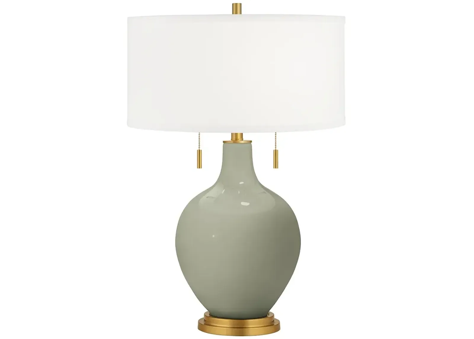 Color Plus Toby Brass Evergreen Fog Green Table Lamp