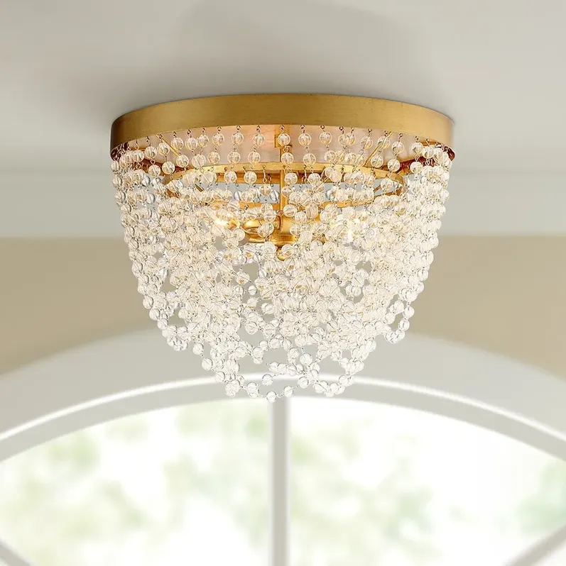 Fiona 13 3/4"W Antique Gold and Glass Beads Ceiling Light