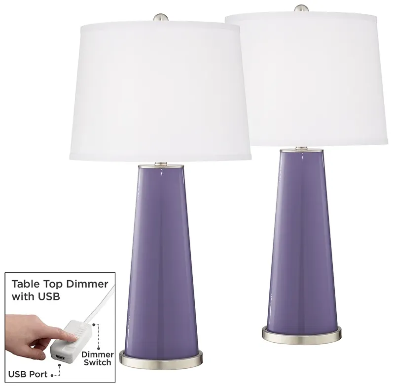 Purple Haze Leo Table Lamp Set of 2 with Dimmers