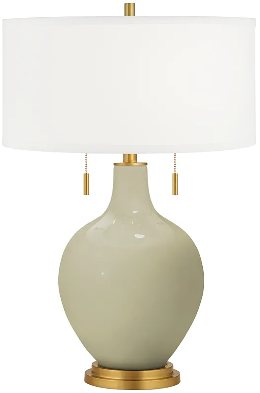 Color Plus Toby Brass 28" Modern Glass Sage Green Table Lamp