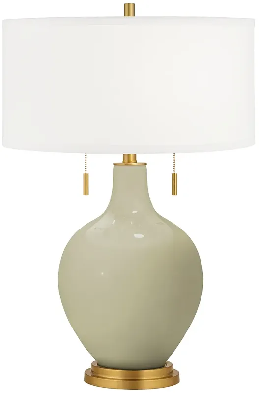 Color Plus Toby Brass 28" Modern Glass Sage Green Table Lamp