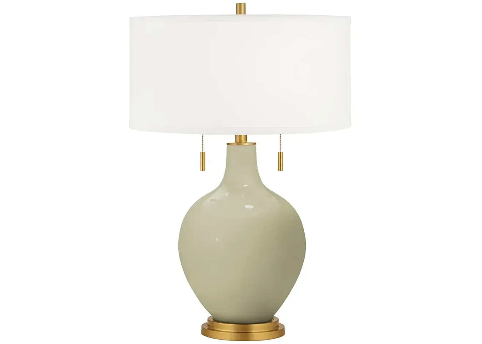 Color Plus Toby Brass 28" Modern Glass Sage Green Table Lamp