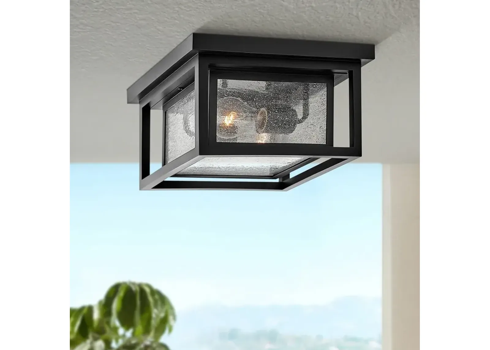 Hinkley Republic 11" Wide Black Finish Outdoor Porch Ceiling Light