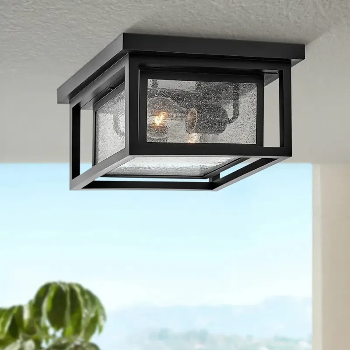 Hinkley Republic 11" Wide Black Finish Outdoor Porch Ceiling Light