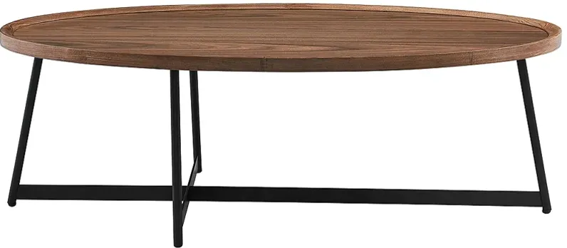 Niklaus 47" Wide American Walnut Wood Oval Coffee Table