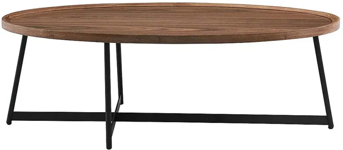 Niklaus 47" Wide American Walnut Wood Oval Coffee Table