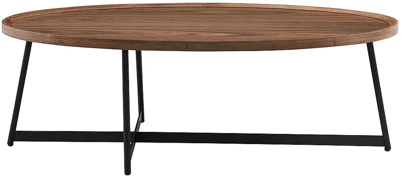 Niklaus 47" Wide American Walnut Wood Oval Coffee Table