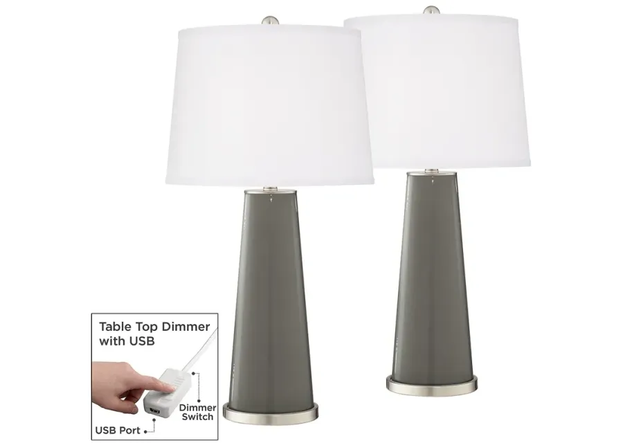 Gauntlet Gray Leo Table Lamp Set of 2 with Dimmers