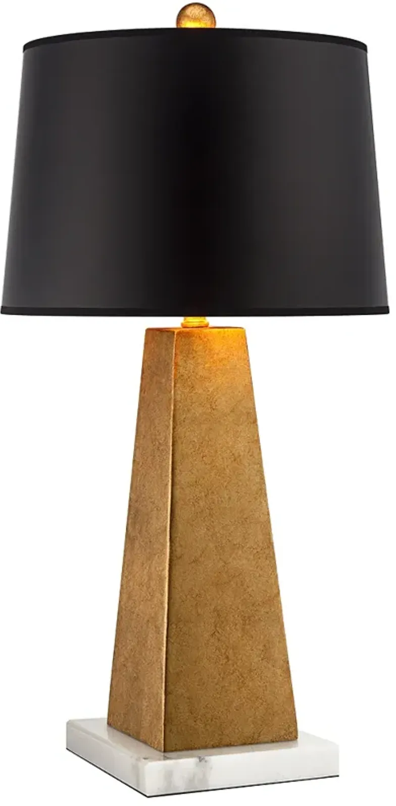Possini Euro Obelisk 26" Gold Leaf Lamp with Square White Marble Riser