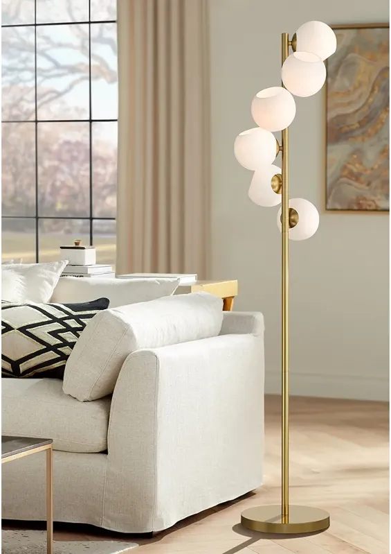 Possini Euro Astria 67" Contemporary Warm Gold 6-Light Tree Floor Lamp