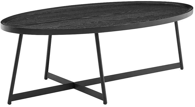 Niklaus 47" Wide Black Stained Ash Wood Oval Coffee Table