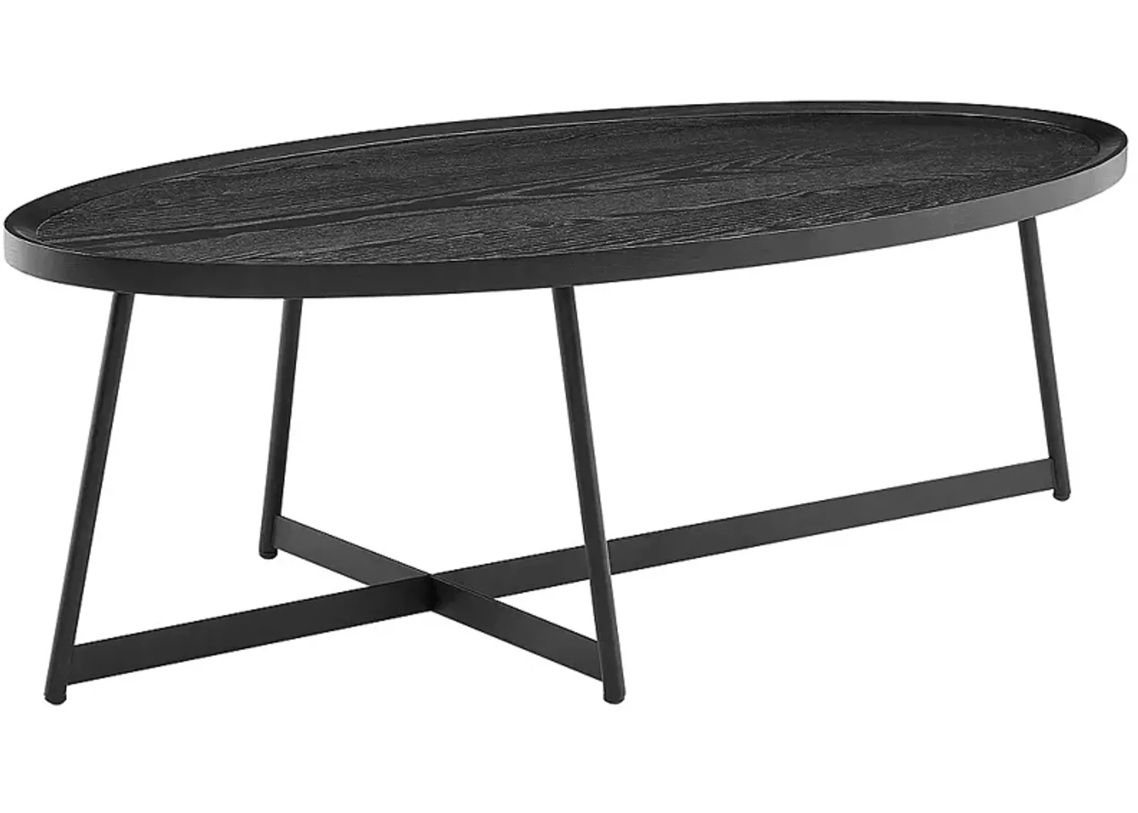 Niklaus 47" Wide Black Stained Ash Wood Oval Coffee Table