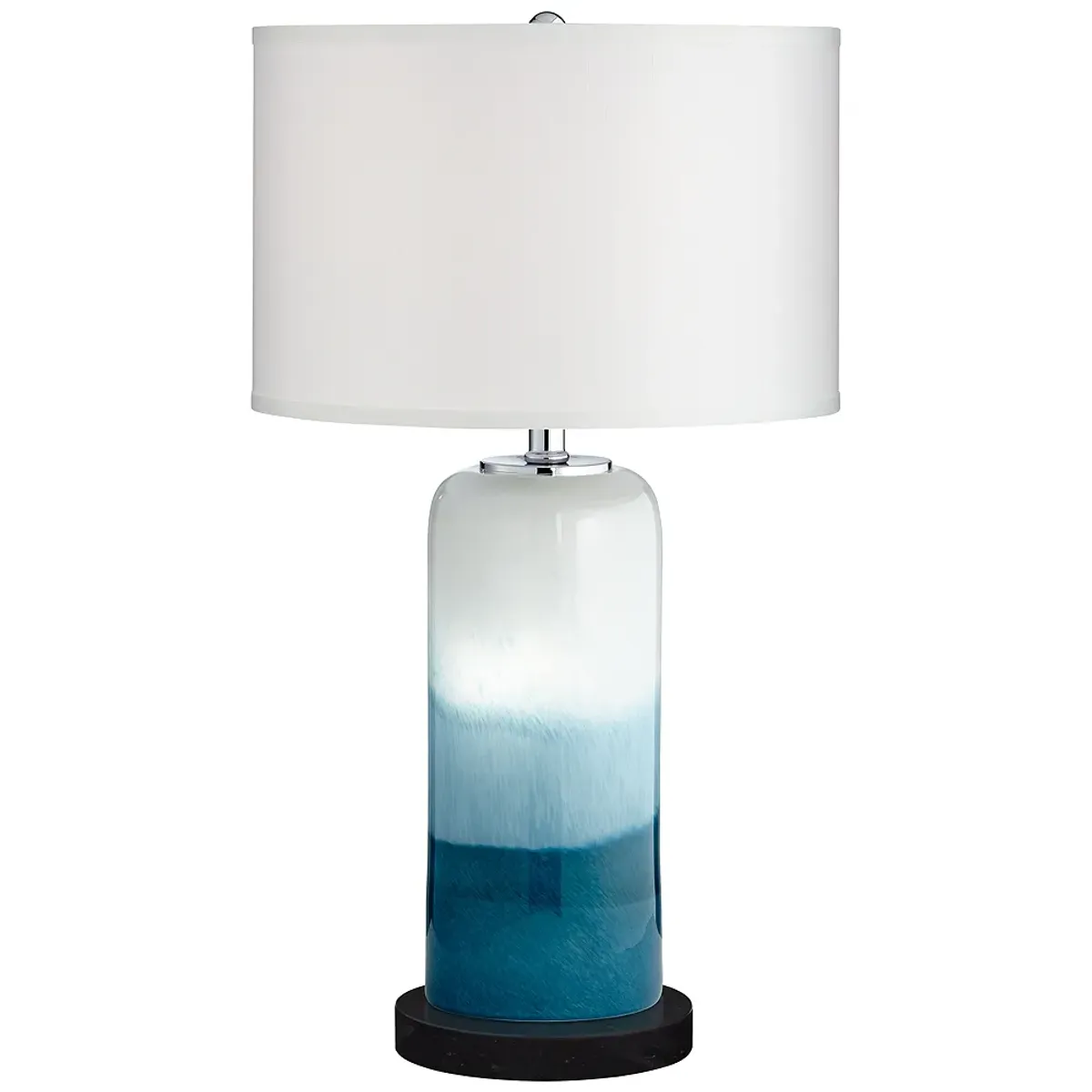 Possini Euro Roxanne 25" Blue Night Light Lamp with Black Marble Riser