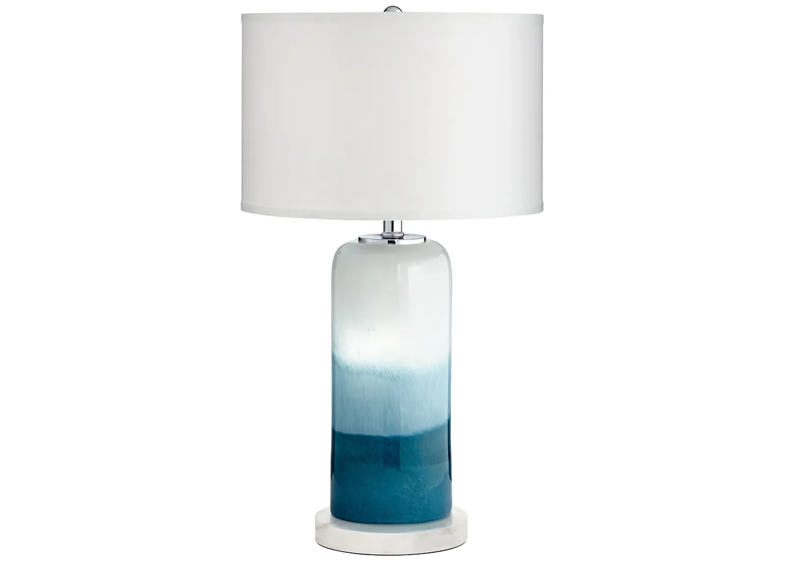 Possini Euro Roxanne Coastal Blue Night Light Table Lamp with Marble Riser