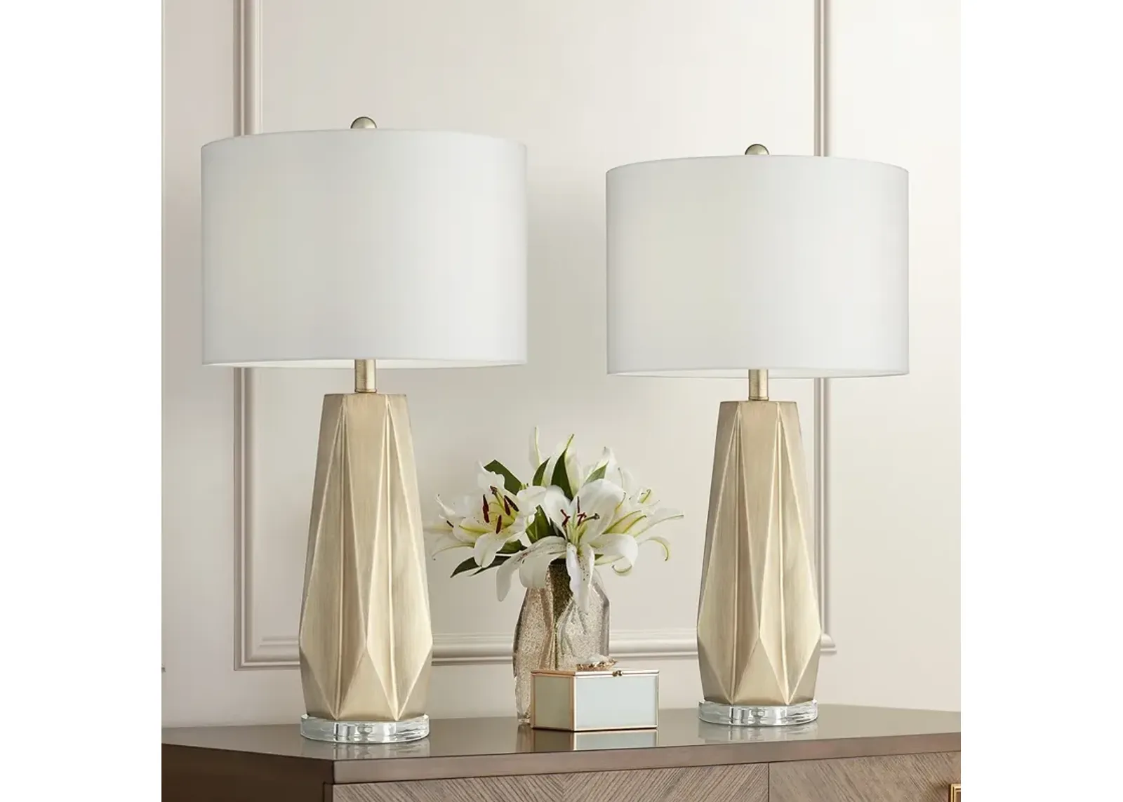 Possini Euro Bravo 28" High Champagne Table Lamps Set of 2