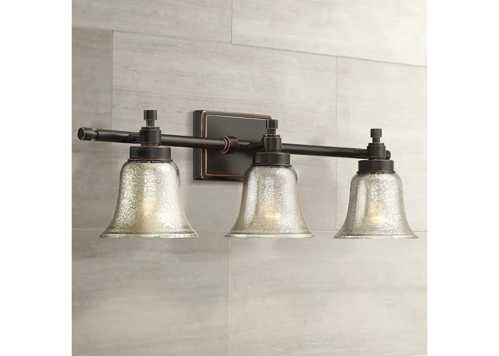 Possini Euro Varra 26 1/2" 3-Light Mercury Glass Bronze Bath Light