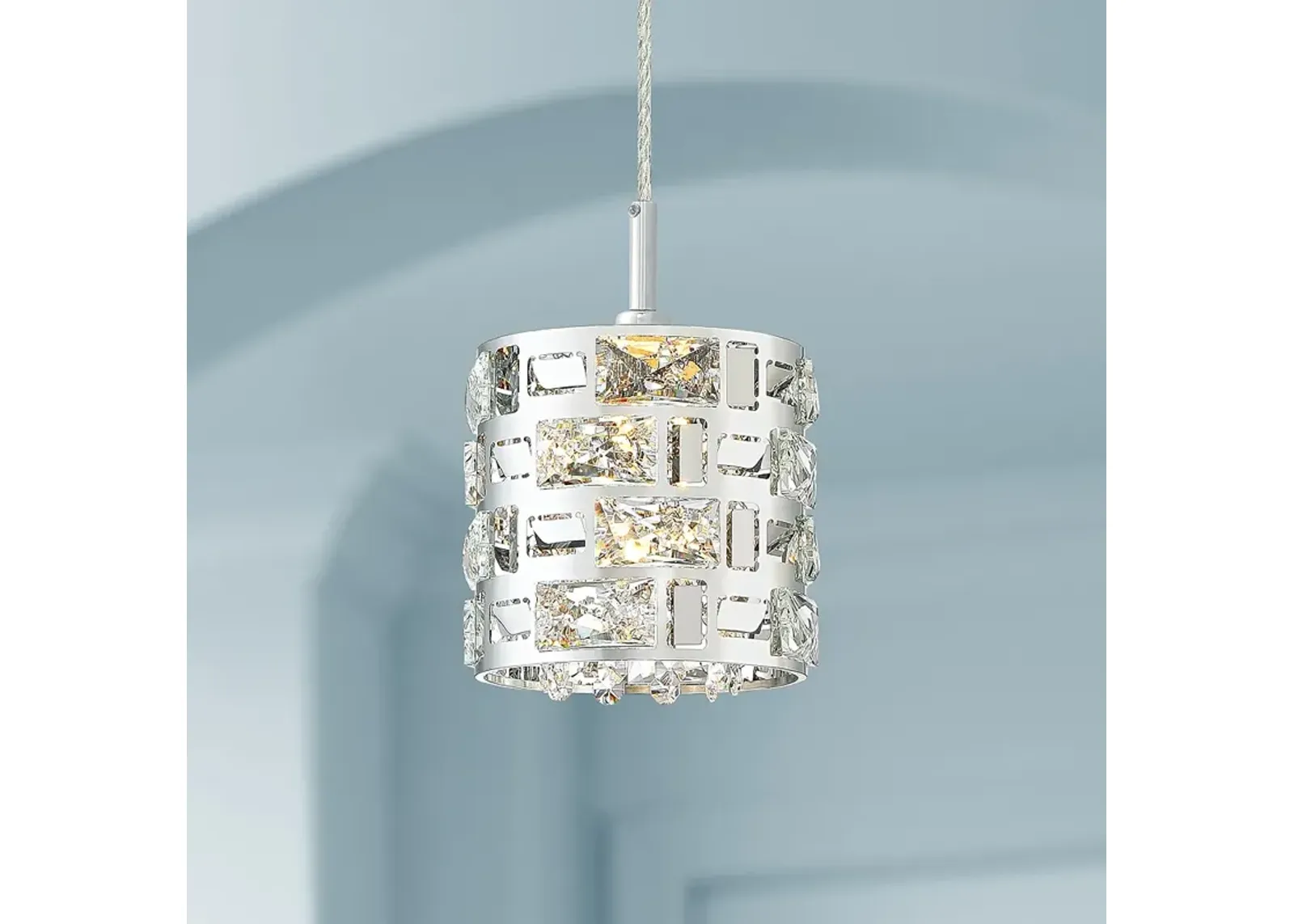 Possini Euro Crystal Rain 6" Wide Chrome Mini LED Pendant