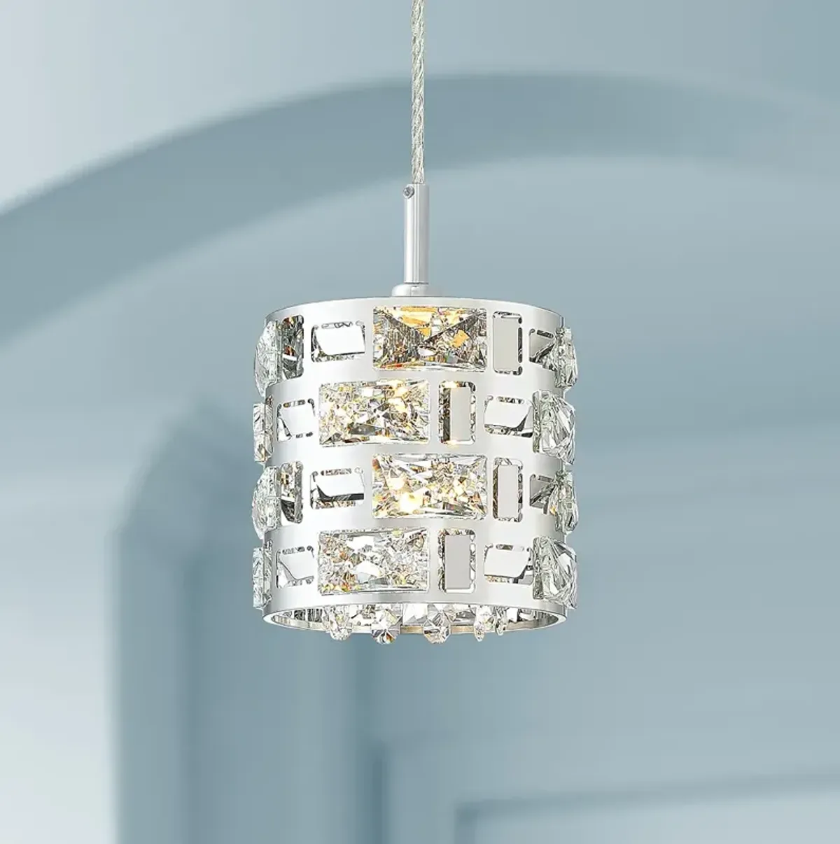 Possini Euro Crystal Rain 6" Wide Chrome Mini LED Pendant