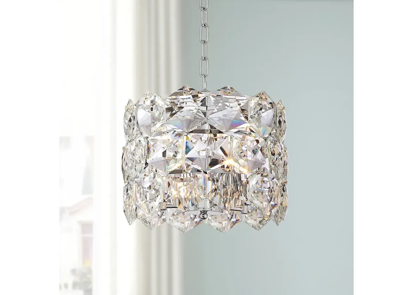 Vienna Full Spectrum Etienne 13 1/2" Chrome and Crystal Pendant Light