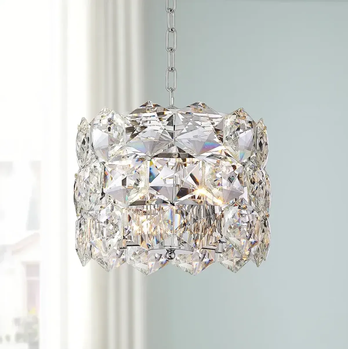 Vienna Full Spectrum Etienne 13 1/2" Chrome and Crystal Pendant Light