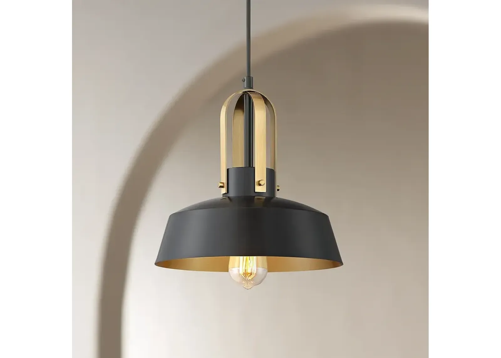 Possini Euro Harmonic 12" Wide Black and Warm Brass Mini Pendant Light