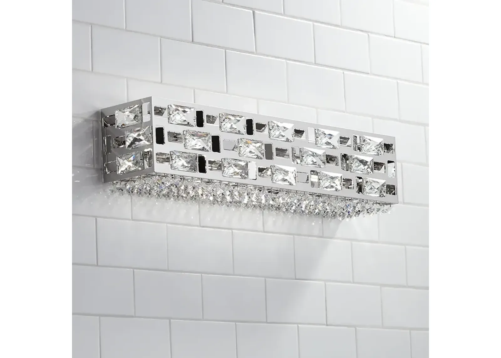 Possini Euro Crystal Rain 24" Wide Modern Chrome LED Bath Light