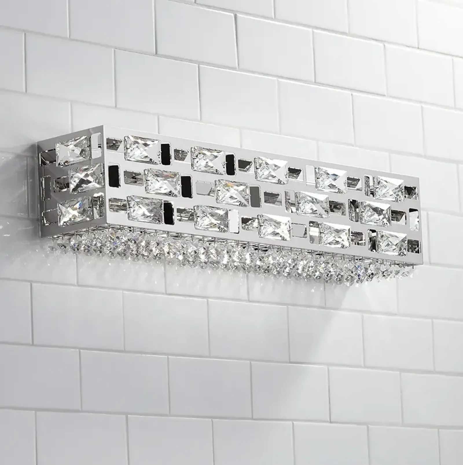 Possini Euro Crystal Rain 24" Wide Modern Chrome LED Bath Light