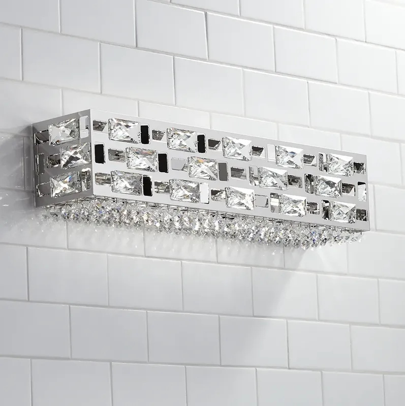 Possini Euro Crystal Rain 24" Wide Modern Chrome LED Bath Light