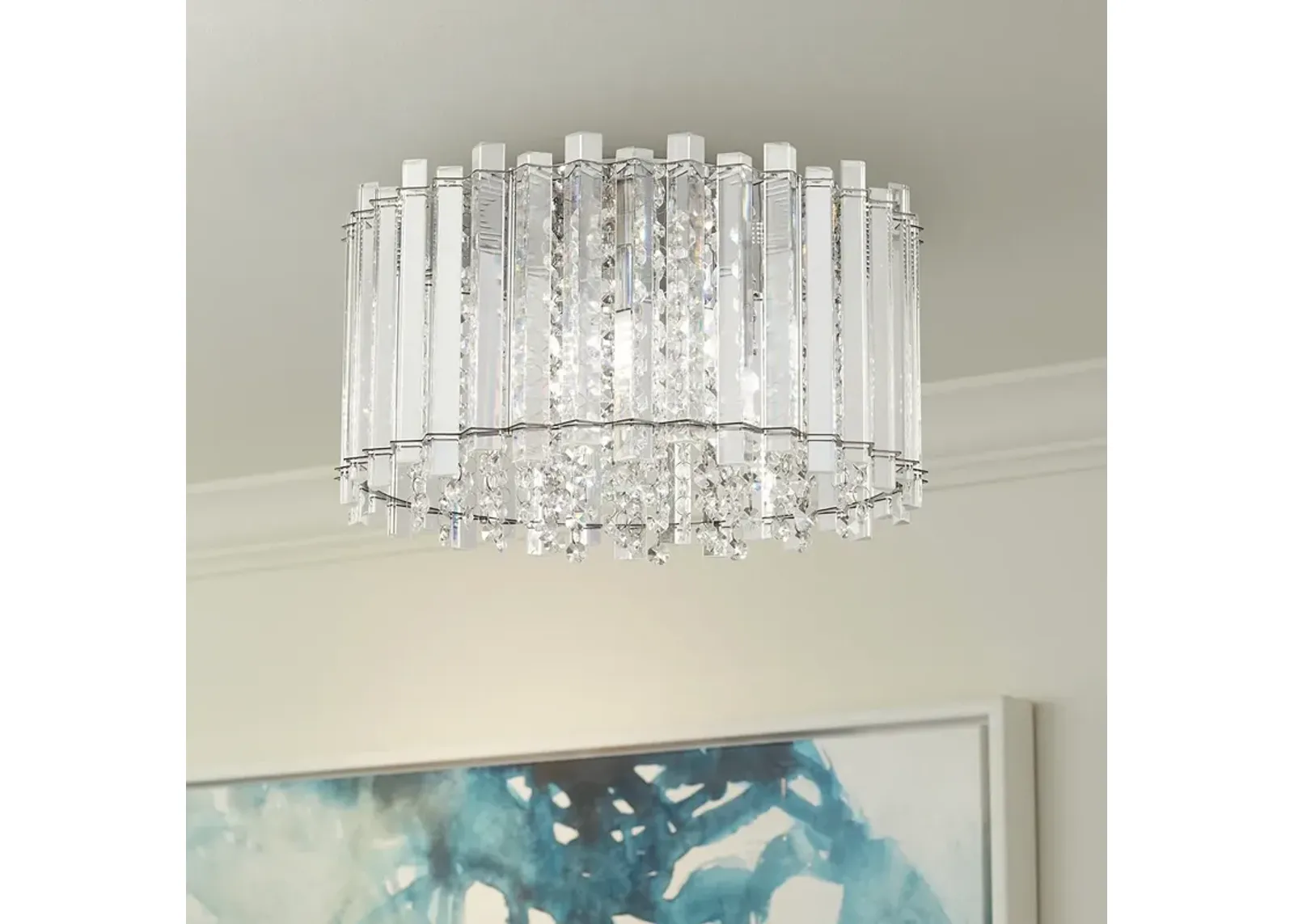 Francesca 14" Wide Clear Crystal LED Ceiling Light