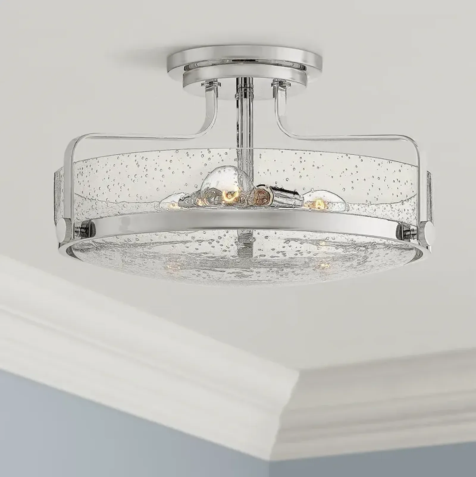 Hinkley Harper 18" Wide Chrome 3-Light Ceiling Light