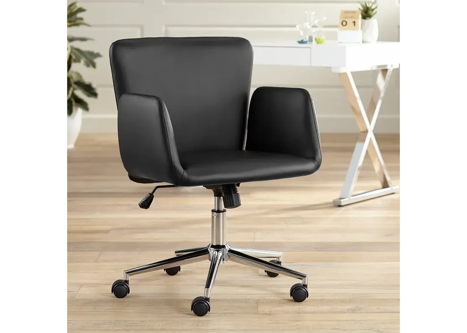 Megan Black Faux Leather Swivel Office Chair