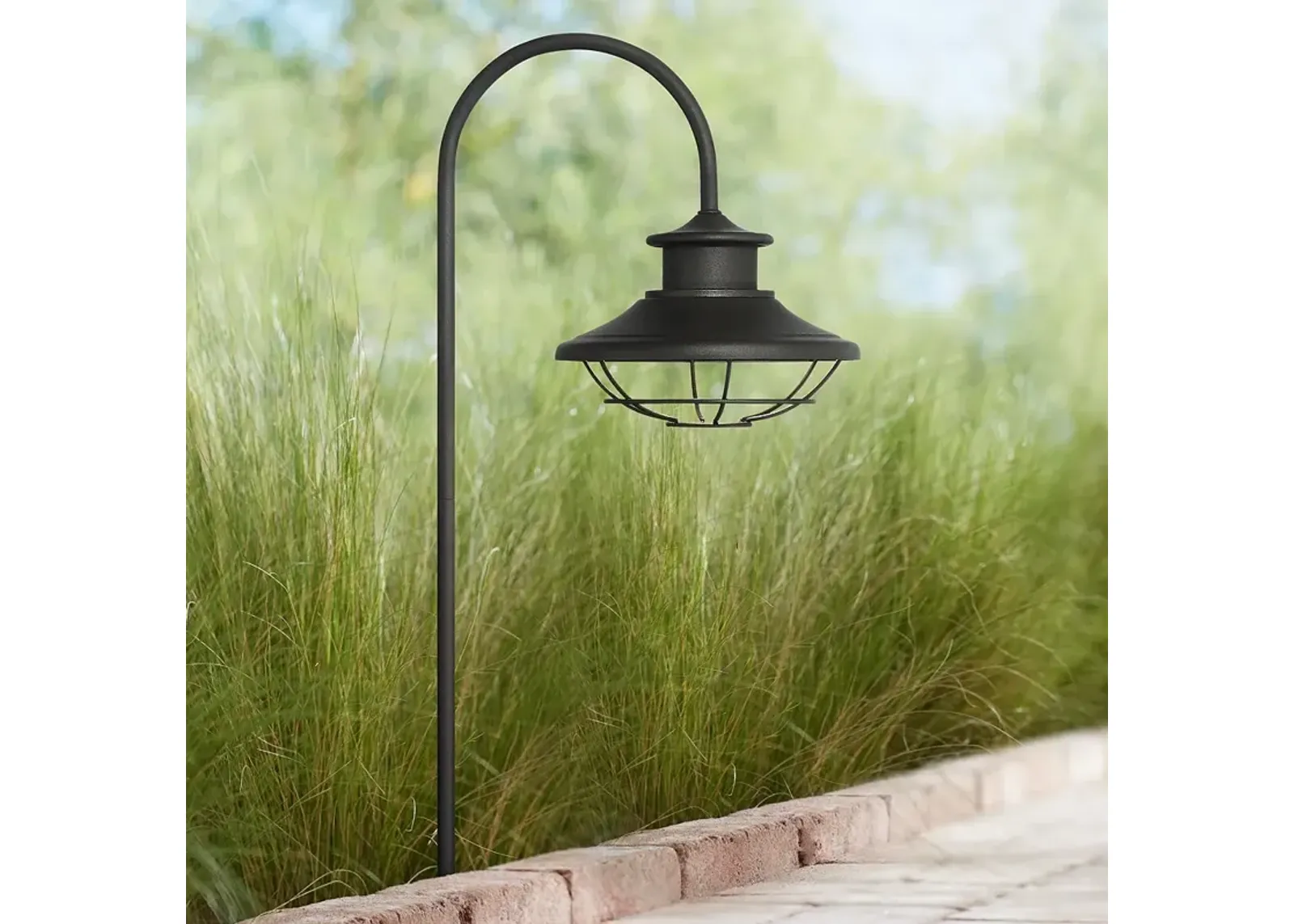 Braden 23 1/2" High Textured Black Outdoor LED Rustic Cage Path Light