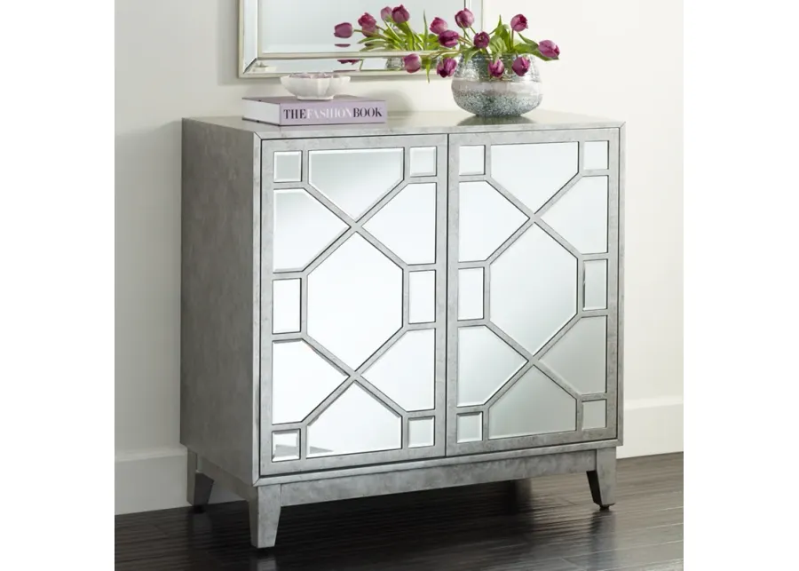 Adana 35" Wide 2-Door Gray Mirrored Cabinet by Studio 55D