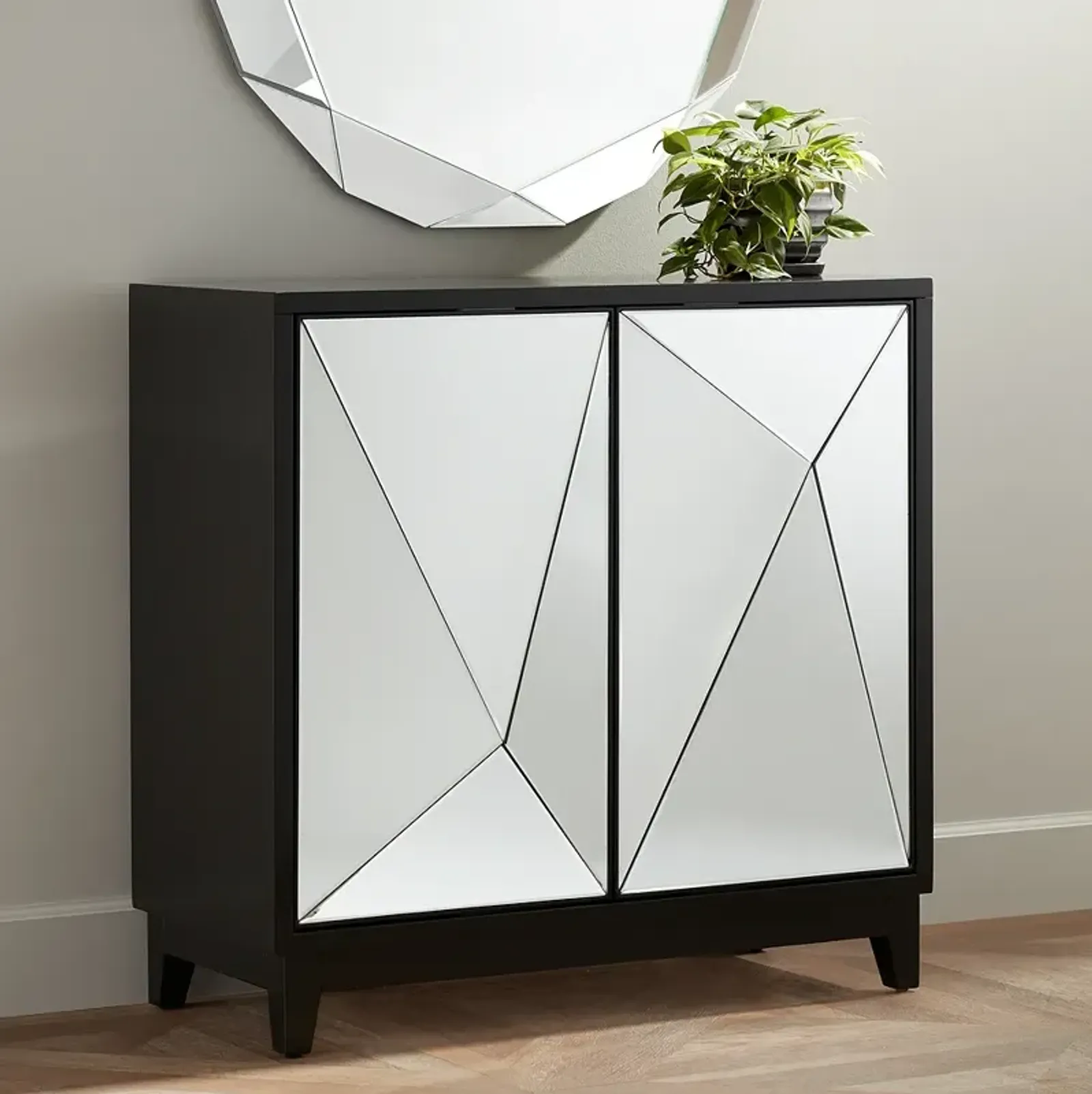 Bradley 36" 2-Door Mirrored Accent Cabinet