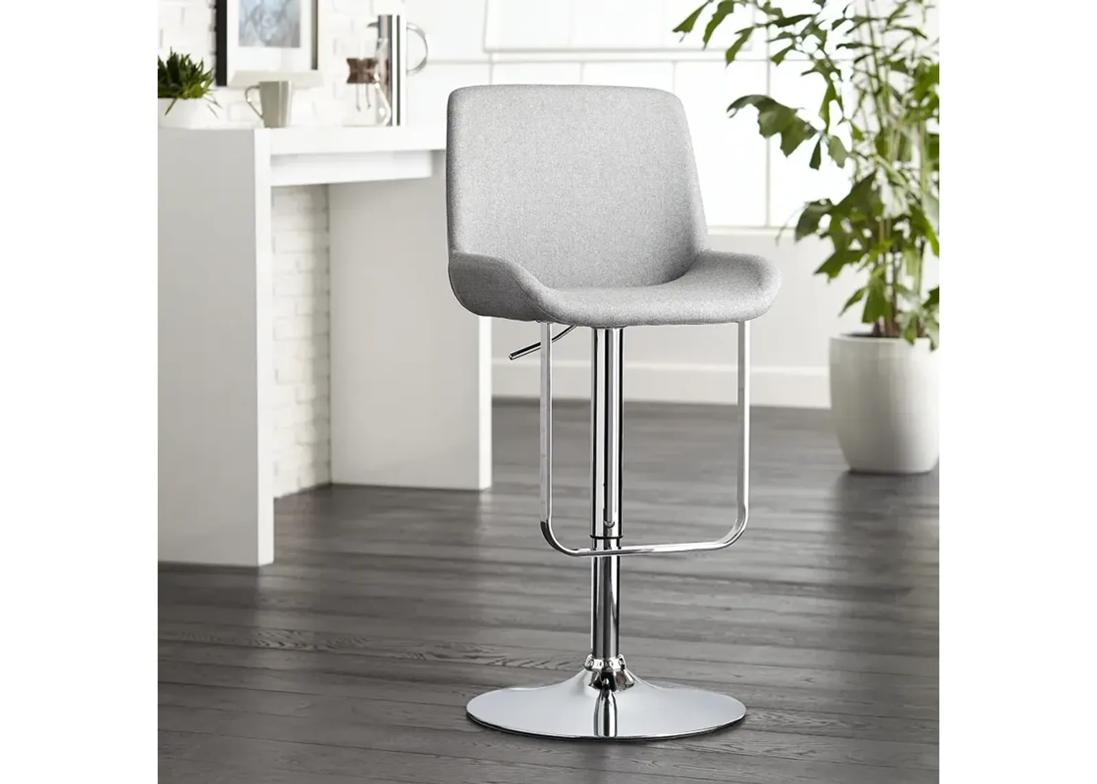 Vanguard Gray Adjustable Barstool with Hanging Footrest