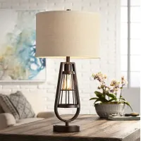 Franklin Iron Works Topher 27 3/4" Bronze Night Light Table Lamp