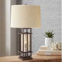 Franklin Iron Works Matthew Brown Metal Table Lamp with LED Night Light