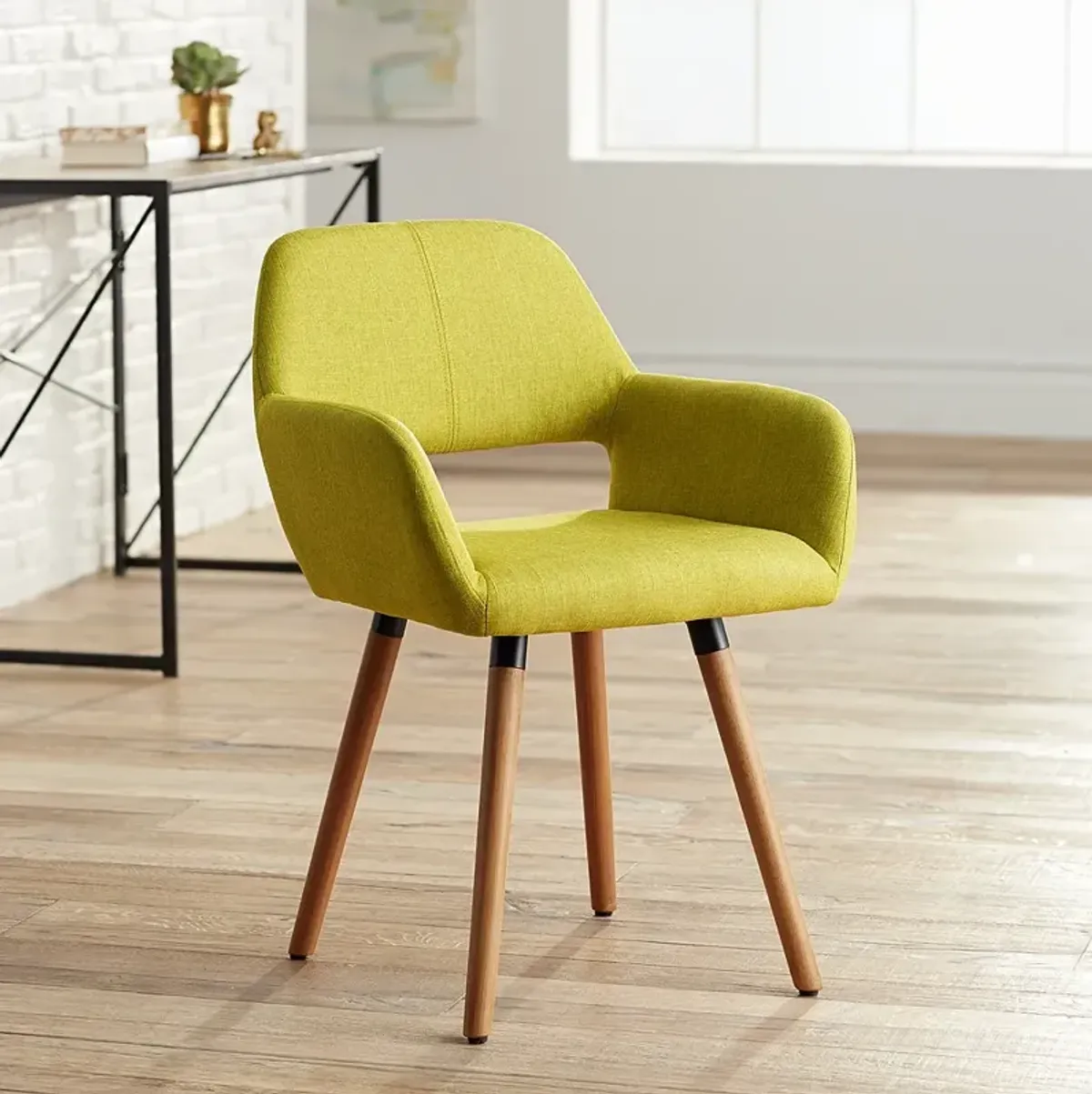 55 Downing Street Nelson Green Fabric Mid-Century Modern Dining Chair