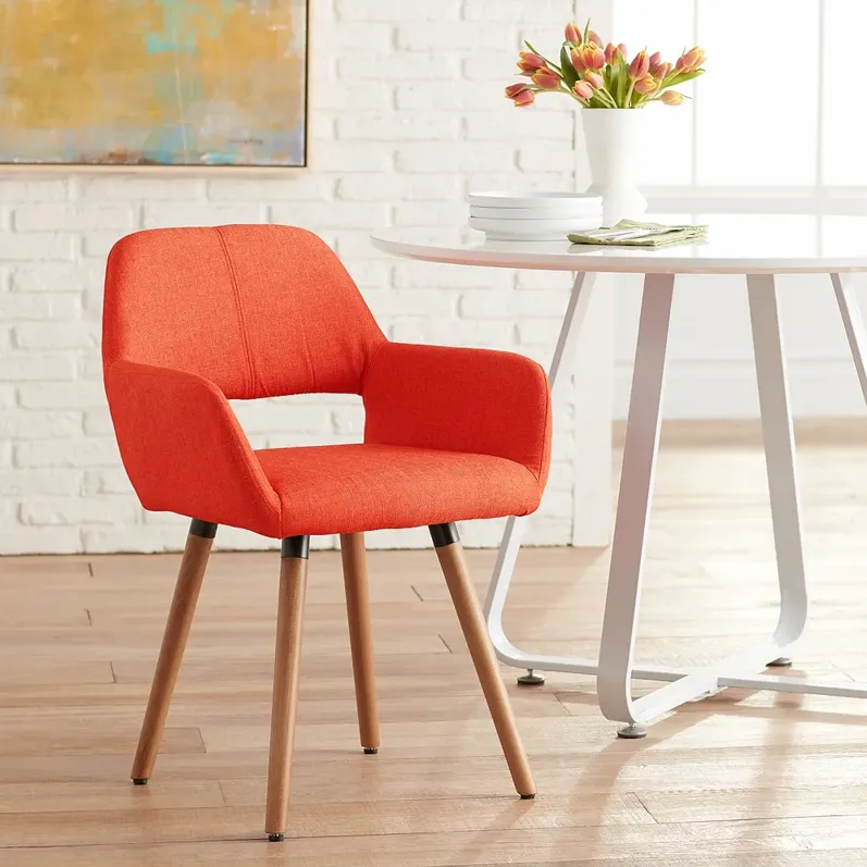 55 Downing Street Nelson Orange Fabric Mid-Century Modern Dining Chair